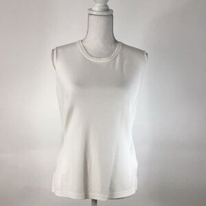 ESCADA White Crewneck Sleeveless Knit Top